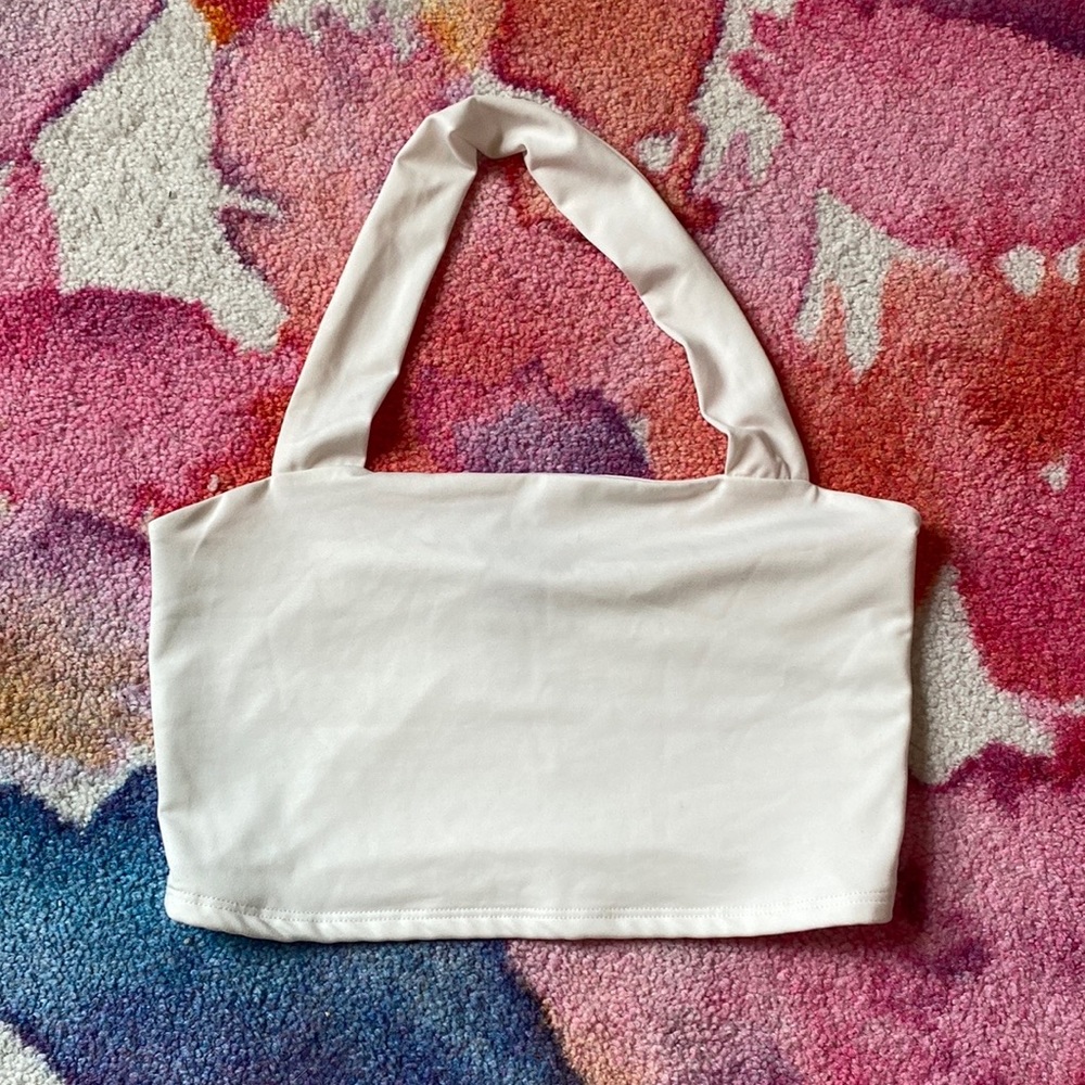 White Halter Crop Top